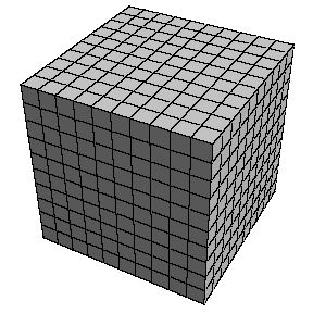 A 10 by 10 by 10 cube