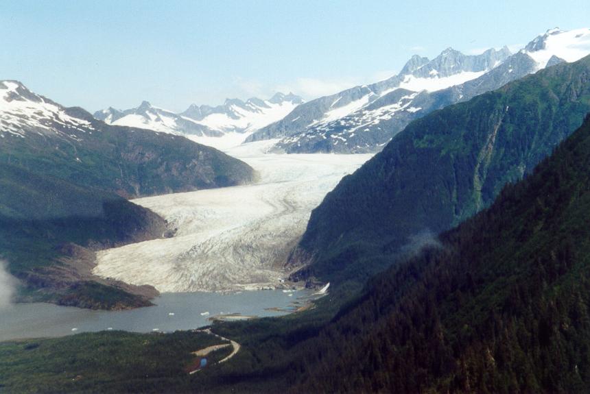 Photo of terminus of Mendenhall Glacier