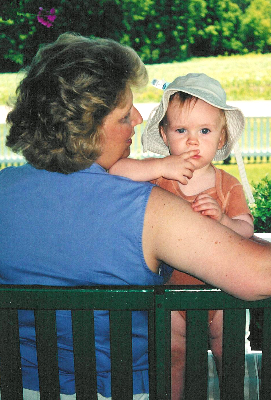 Photo of Alexander Reed Morton with his Grandma Lynda Plymate, June 2003